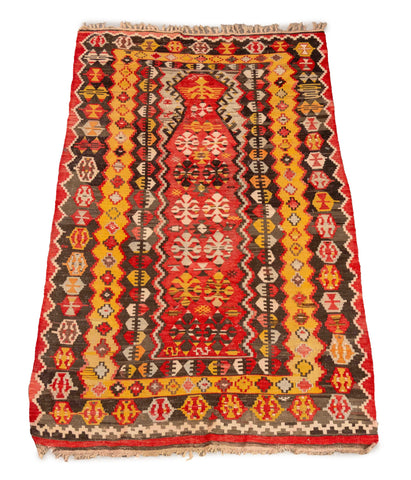 Turkish Kilim Flatweave Rug, 6' x 3' 5