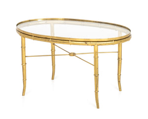 Maison Jansen Style Faux Bamboo Brass Coffee Table