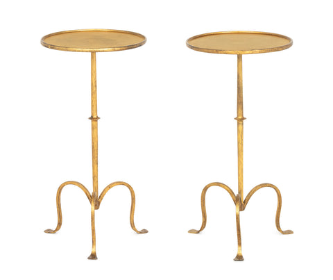 Modern Gilt Wrought Iron Cocktail Tables, Pair