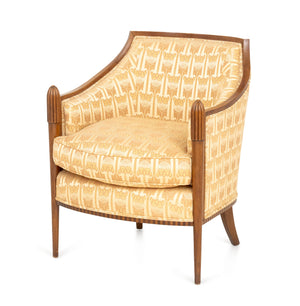 Art Deco Style Walnut Upholstered Club Chair