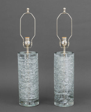 Vaughan Designs "Rutland" Glass Column Lamps, Pair