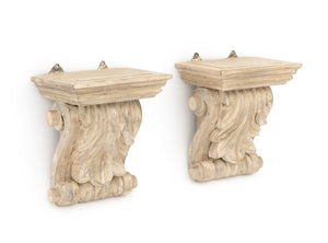 Neoclassical Carved Wood Wall Brackets, Pair