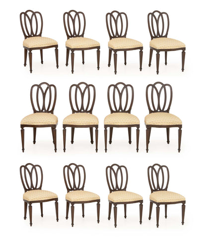 Hepplewhite Style Mahogany Dining Chairs, 12