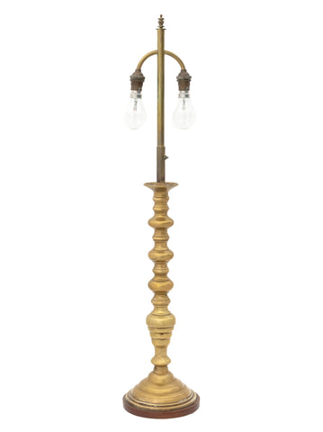 Dutch Brass Candlestick Mounted as a Table Lamp