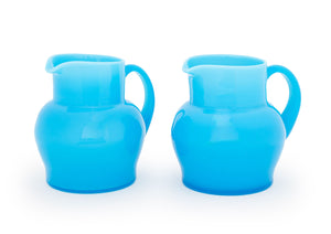 Erik Hoglund Turquoise Blue Glass Water Jugs, Pair