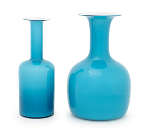 Kastrup Holmegaard Turquoise Blue Glass Vases, 2