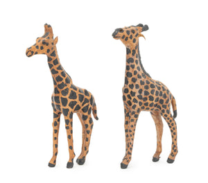 Standing Giraffe Painted Leather Sculptures, 2