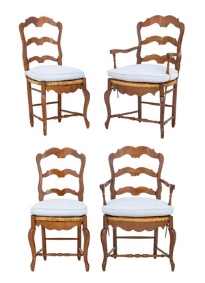 French Provincial Style Walnut Dining Chairs, 4