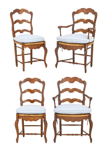 French Provincial Style Walnut Dining Chairs, 4