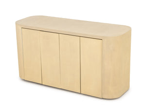 Karl Springer Style Beige Grasscloth Sideboard