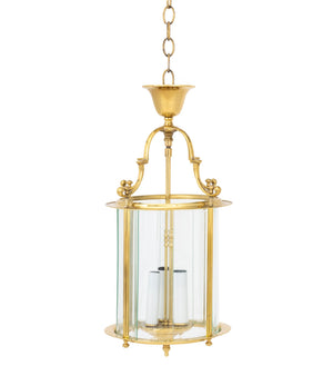 Modern Brass and Glass Lantern Pendant Lamp