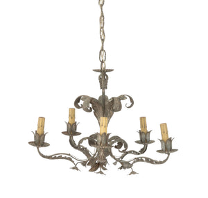 Hollywood Regency Foliate Form Tole Chandelier