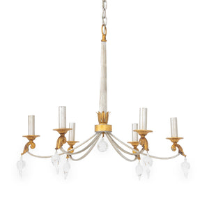Modern Art Glass Silvered and Giltwood Chandelier