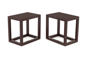 Karl Springer Attr. Maroon Leather End Tables, Pair