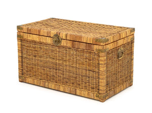 Chinese Brass Mounted Woven Wicker Chest