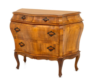 Italian Walnut Bombe Commode