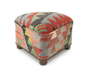 George Smith Style Kilim Upholstered Footstool