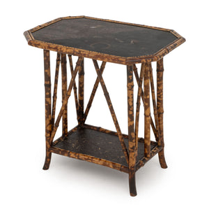 Chinoiserie Lacquered Bamboo Two-Tier Side Table