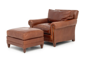 Ralph Lauren Leather Club Armchair & Ottoman