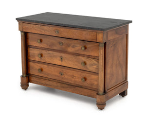 Empire Walnut & Black Marble Top Commode, circa 1815