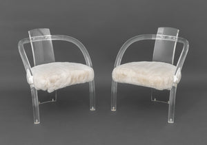 Charles Hollis Jones Style Lucite Armchairs, Pair