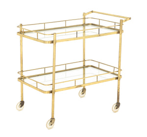 Mid-Century Modern Brass Two-Tier Bar Cart