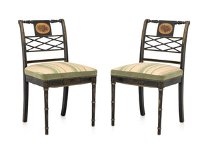 Regency Style Gilt and Ebonized Side Chairs, Pair