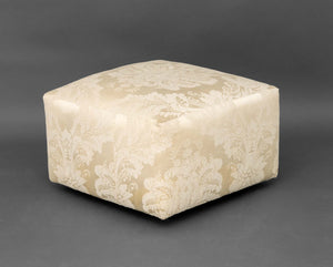Modern White Silk Damask Ottoman