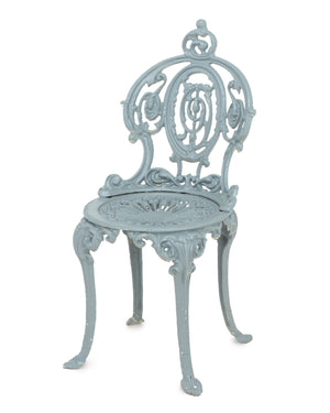 Victorian Style Blue Painted Cast Iron Side Chair