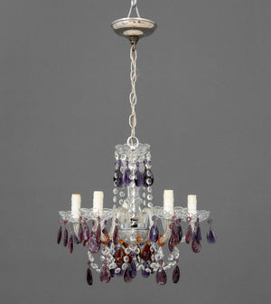 Murano Amethyst Glass Five-Branch Chandelier