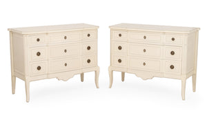 French Style Cream Painted Commodes, Pair