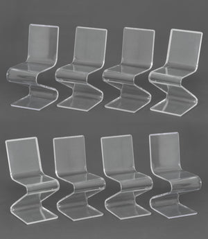 Modern Clear Acrylic "Z" Dining Chairs, 8