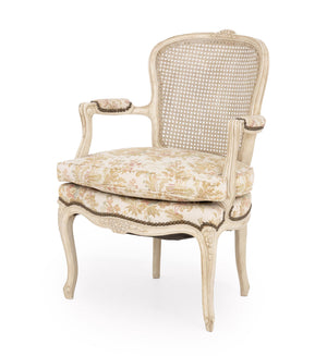 Louis XV Style Cane Paneled Back Fauteuil