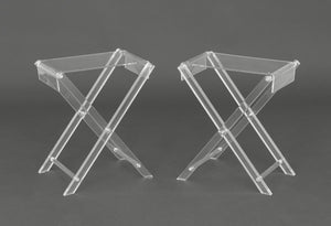 Spisani Italian Clear Acrylic Folding Tables, Pair