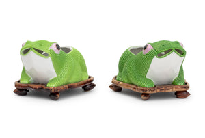 Chinese Porcelain Frog Form Jardinieres, Pair
