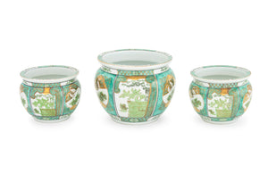 Gold Imari Hand-Painted Porcelain Jardinieres, 3