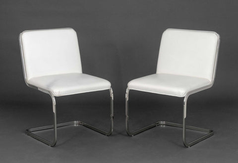Brueton Chrome Cantilevered Chairs, Pair