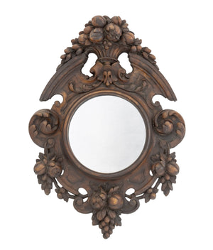 Black Forest Carved Walnut Wall Mirror, 19th Century
