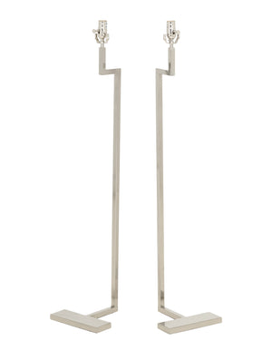 Cedric Hartman Style Chrome Floor Lamps, Pair