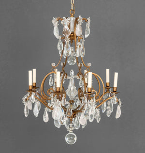 Maria Theresa Style Eight-Branch Gilt Bronze and Rock Crystal Chandelier
