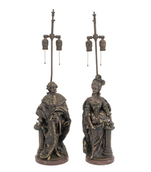 After Pierre-Ettienne Campagne Bronze Lamps, Pair