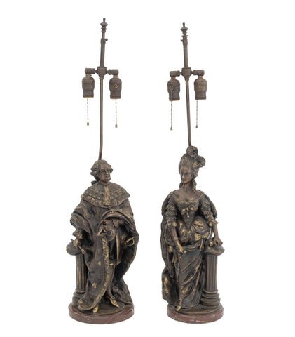 After Pierre-Ettienne Campagne Bronze Lamps, Pair