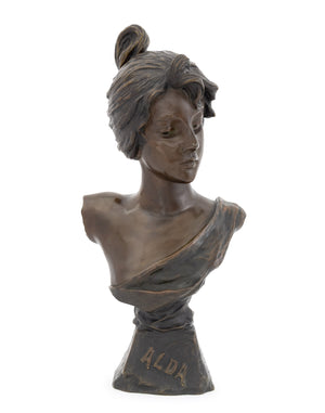 Emmanuel Villanis "Alda" Patinated Bronze Bust