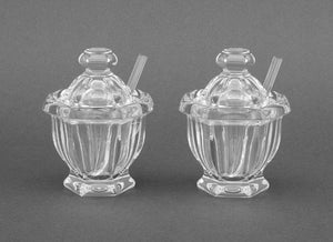 Baccarat Crystal Covered Mustard Jars, Pair