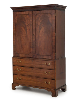 Edwardian Flame Mahogany Linen Press, Early 20th Century