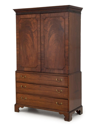 Edwardian Flame Mahogany Linen Press, Early 20th Century