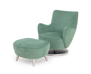 Vladimir Kagan Barrel Swivel Chair and Ottoman