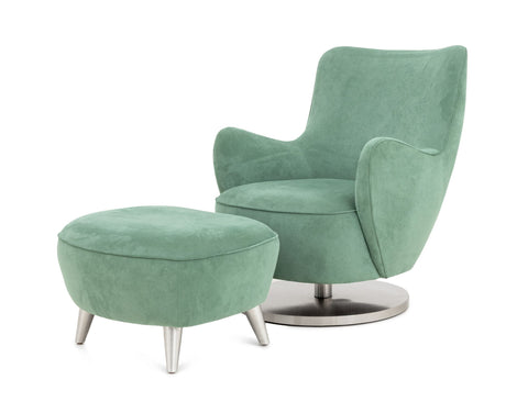 Vladimir Kagan Barrel Swivel Chair and Ottoman