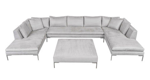 B&B Italia Gray Suede Upholstered Sectional Sofa