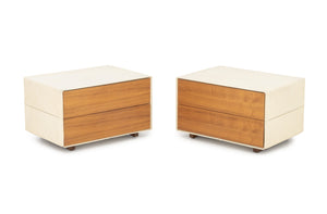 Poltrona Frau Leather Wrapped End Tables, Pair